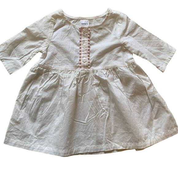 Carter’s White 3/4 Sleeve Flared Bottom 100% Cotton Peasant Blouse Size 6 Months - Picture 1 of 4